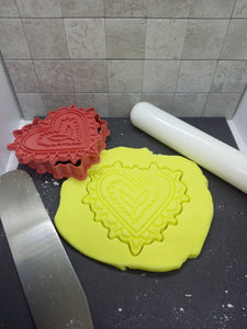 Patterned Heart Cookie Cutter 3D Printed Biscuit Stamp Fondant Icing Cake Decor
