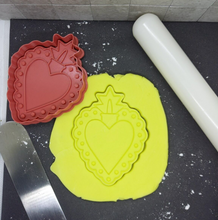 Load image into Gallery viewer, Patterned Heart with Crown Cookie Cutter 3D Printed Biscuit Stamp Fondant Icing
