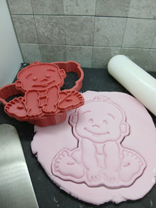 Baby Sitting Cookie Cutter 3D Printed Biscuit Stamp Fondant Baby Shower Cake