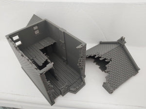 Destroyed 28mm Detached House with Shed Wargaming Building Tabletop Gaming