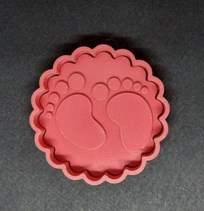 Baby Footprint Circle Cookie Cutter 3D Printed Biscuit Stamp Fondant Baby Shower
