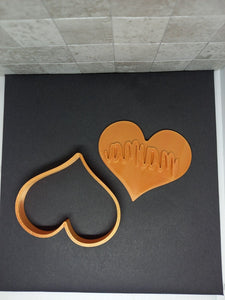 Mama Heart Shape Cookie Cutter 3DPrinted Biscuit Stamp Fondant Icing Mothers Day