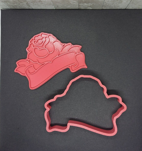 Rose with Scroll Cookie Cutter 3D Printed Biscuit Stamp Icing Cake Decoration