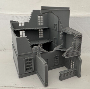 28mm Ruined and Destroyed Town House Style with Porch Wargaming Building