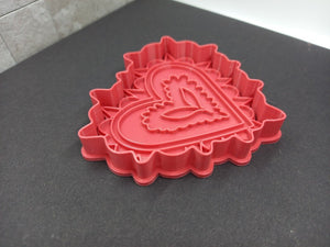 Patterned Heart Cookie Cutter 3D Printed Biscuit Stamp Fondant Icing Cake Decor