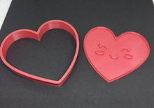 Load image into Gallery viewer, Smiling Face Heart Cookie Cutter 3D Printed Biscuit Stamp Fondant Decoration
