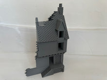 Load image into Gallery viewer, Destroyed 3 Storey House &amp; Basement Ruins Wargaming Building 28mm Tabletop
