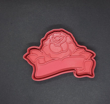 Load image into Gallery viewer, Rose with Scroll Cookie Cutter 3D Printed Biscuit Stamp Icing Cake Decoration

