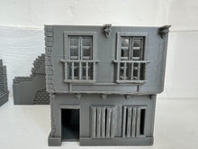 Load image into Gallery viewer, Ruined House with Wooden Barricades - Tabletop Terrain Wargaming Buildings 28mm
