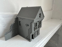 Load image into Gallery viewer, Ruined House with Wooden Barricades - Tabletop Terrain Wargaming Buildings 28mm
