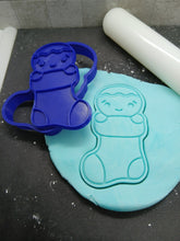 Load image into Gallery viewer, Gingerbread Man in Stocking Christmas Cookie Cutter 3D Printed Biscuit Stamp1
