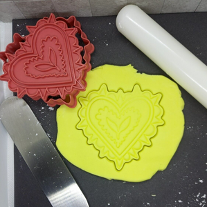 Patterned Heart Cookie Cutter 3D Printed Biscuit Stamp Fondant Icing Cake Decor