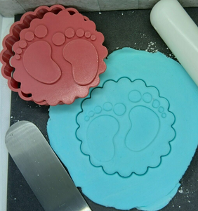 Baby Footprint Circle Cookie Cutter 3D Printed Biscuit Stamp Fondant Baby Shower