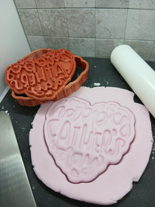 Happy Fathers Day Heart Cookie Cutter 3D Printed Biscuit Stamp Fondant Icing