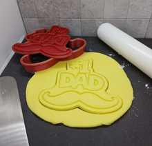 Load image into Gallery viewer, Number 1 Dad Moustache Cookie Cutter 3D Printed Biscuit Stamp Fondant Icing Cake Decor
