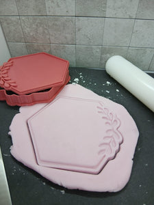 Hexagonal Cookie Cutter With Foliage 3D Printed Biscuit Stamp Fondant Icing Cake