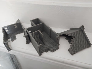 Destroyed 28mm Detached House with Shed Wargaming Building Tabletop Gaming