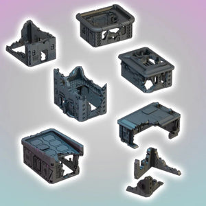 Battle Damaged Buildings Ruins Modular 28mm Sci Fi Wargaming Tabletop Terrain