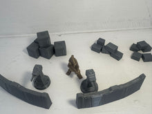 Load image into Gallery viewer, Desert Scatter Terrain Sci Fi Style Containers Gun Turrets 28mm 3D Printed
