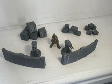 Load image into Gallery viewer, Desert Scatter Terrain Sci Fi Style Containers Gun Turrets 28mm 3D Printed
