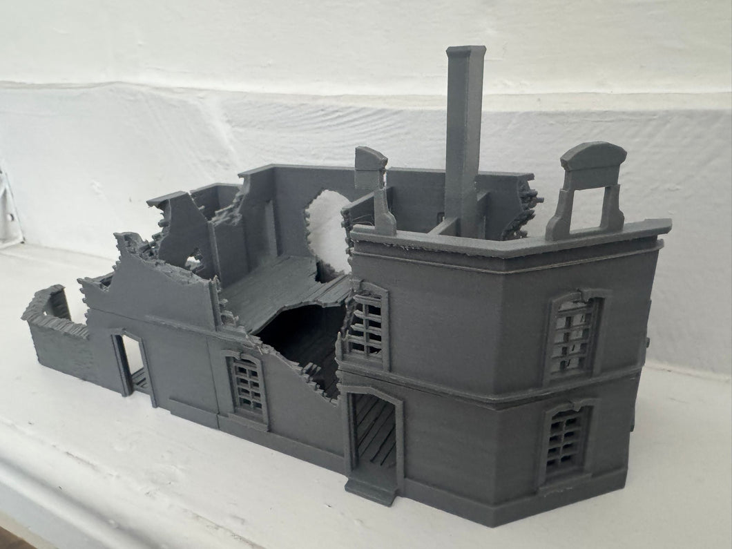 28mm Ruined House - Destroyed Wargaming Building Tabletop Terrain