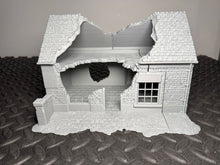 Load image into Gallery viewer, Ruined Village Cafe Normandy World War 2 Wargaming Scenery 28mm Dark Realms
