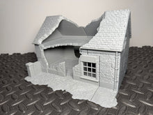 Load image into Gallery viewer, Ruined Village Cafe Normandy World War 2 Wargaming Scenery 28mm Dark Realms
