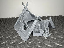 Load image into Gallery viewer, 28mm Ruined Viking Hut 1 - Destroyed Buildings Medieval 28mm Wargaming Terrain
