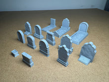 Load image into Gallery viewer, 28 x Grave Stones Cemetery Graves For 28mm Tabletop RPG Wargame Scenery Gothic
