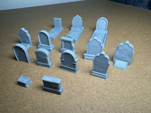 Load image into Gallery viewer, 28 x Grave Stones Cemetery Graves For 28mm Tabletop RPG Wargame Scenery Gothic
