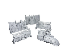 Load image into Gallery viewer, Scrap Barricades Scatter Terrain Pack of 5 Urban Ork Sci Fi Scatter 28mm - 32mm
