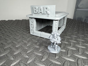 Sci-Fi Bar Building 28mm 32mm 3D Printed in Grey Tabletop Terrain Scenery