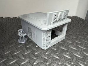 Sci-Fi Bar Building 28mm 32mm 3D Printed in Grey Tabletop Terrain Scenery