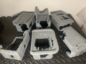 Battle Damaged Buildings Ruins Modular 28mm Sci Fi Wargaming Tabletop Terrain