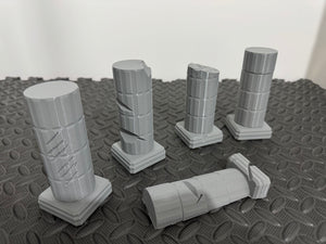 Battle Scarred Stone Columns - Ruined Block Pillars 28mm Scatter Terrain Scenery