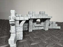 Load image into Gallery viewer, Ruined Terrain Ancient Castle Corner Walkway 28mm Tabletop RPG Wargaming Scenery
