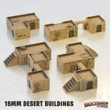 Load image into Gallery viewer, 15mm Desert Buildings Set Of 3 Sci-Fi Dwellings Scatter Terrain 3D Printed
