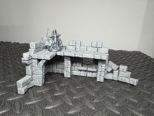 Load image into Gallery viewer, Ruined Terrain Ancient Castle Corner Walkway 28mm Tabletop RPG Wargaming Scenery
