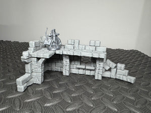 Ruined Terrain Ancient Castle Corner Walkway 28mm Tabletop RPG Wargaming Scenery