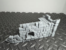 Load image into Gallery viewer, Ruined Terrain Ancient Castle Corner Walkway 28mm Tabletop RPG Wargaming Scenery
