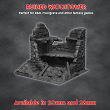 Load image into Gallery viewer, Ruined Watchtower Terrain for D&amp;D Fantasy Games Medieval Scenery 20mm 28mm
