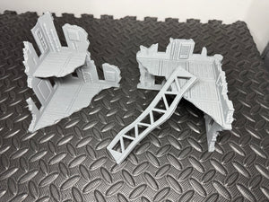 Gothic City Ruins V2 Industrial Sci Fi Factory Building 28mm Terrain 3D Printed