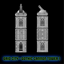 Load image into Gallery viewer, Grid City Gothic Cannon Tower #1 Sci Fi Building 28mm 32mm Terrain 3D Printed
