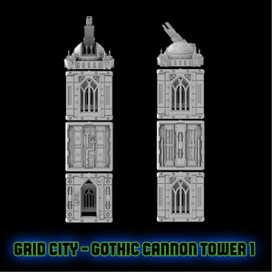 Grid City Gothic Cannon Tower #1 Sci Fi Building 28mm 32mm Terrain 3D Printed