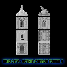 Load image into Gallery viewer, Grid City Gothic Cannon Tower #2 Sci Fi Building 28mm 32mm Terrain 3D Printed
