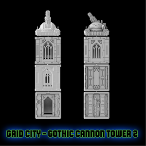 Grid City Gothic Cannon Tower #2 Sci Fi Building 28mm 32mm Terrain 3D Printed
