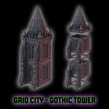 Load image into Gallery viewer, Grid City Gothic Tower Industrial Sci Fi Building 28mm 32mm Terrain 3D Printed

