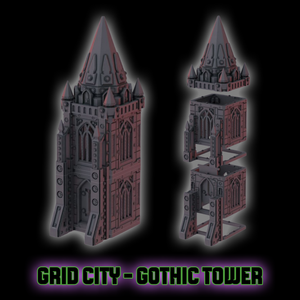 Grid City Gothic Tower Industrial Sci Fi Building 28mm 32mm Terrain 3D Printed