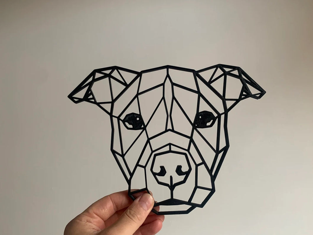 Geometric Staffy Puppy Staffordshire Bull Terrier Dog Pet Wall Art Decor Hanging Decoration 3D Printed