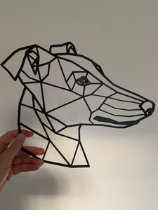 Geometric Whippet Greyhound Dog Pet Wall Art Decor Hanging Decoration 3D Printed 30cm x 26cm